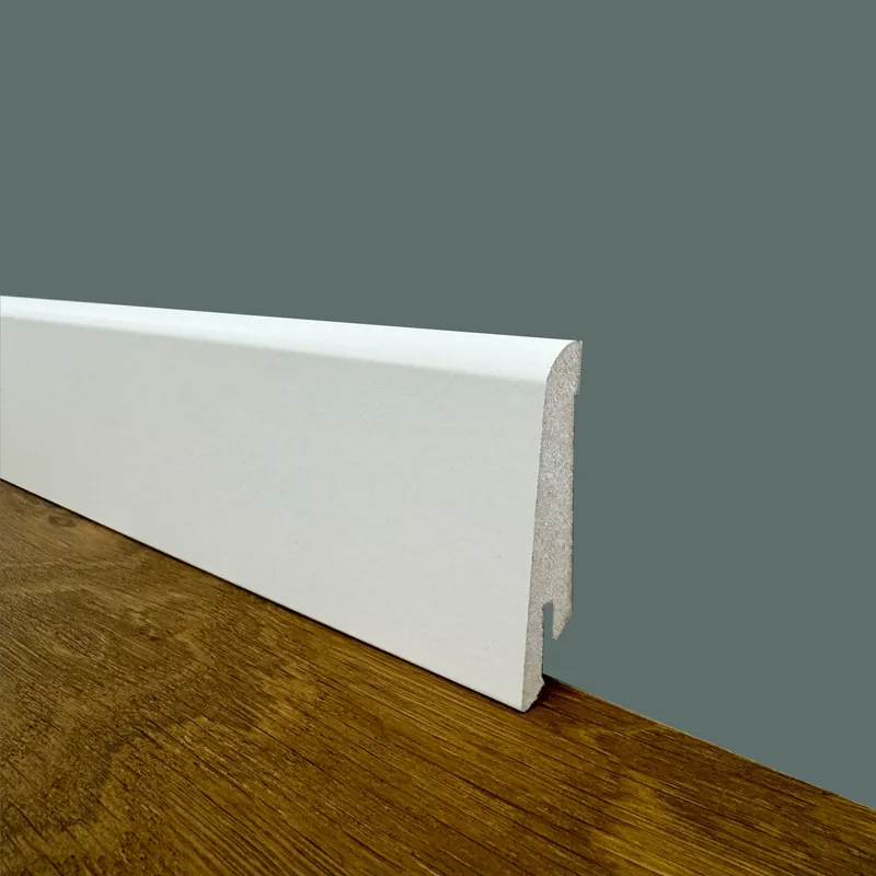 1,79 € - Weiße Sockelleiste, schräg, aus Holzfaser, 60x15, Parkett, Laminat, SPC, LVT (Preis pro Meter) Schneller Versand