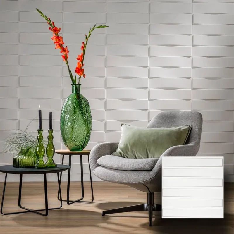 1,99 € 3D-Wandpaneel aus Naturfaser, luxuriöse 3D-Verkleidung 50X50cm WEISS, überstreichbar LAMELLI Meistverkauft