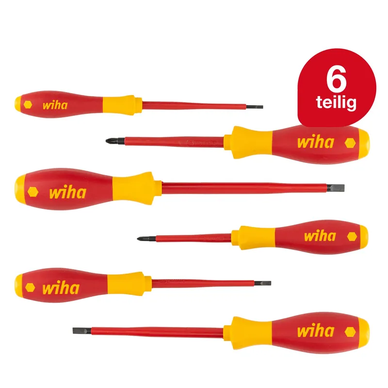 Begrenztes Angebot Wiha Schraubendreher Set SoftFinish® electric Schlitz, Phillips 6-tlg. (00833)